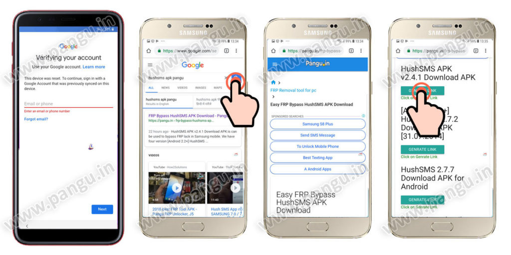 Samsung Galaxy J4 J4 Plus (2018) V8.0 Frp Lock Remove google account done download hushsms apk