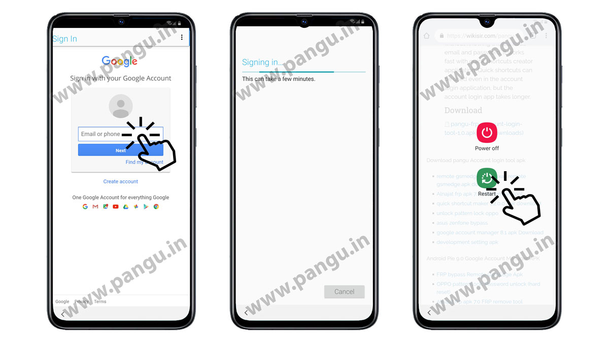 Enter your new Google account on the locked Samsung S10 G973D