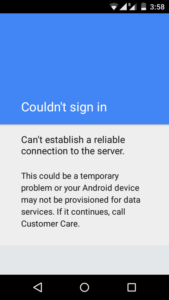 Can’t establish a reliable connection to the server after factory reset